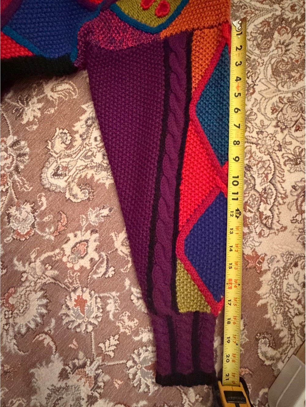 Vintage August Silk Knits 3D Patchwork Wool Zip Cardigan - Picture 5 of 6